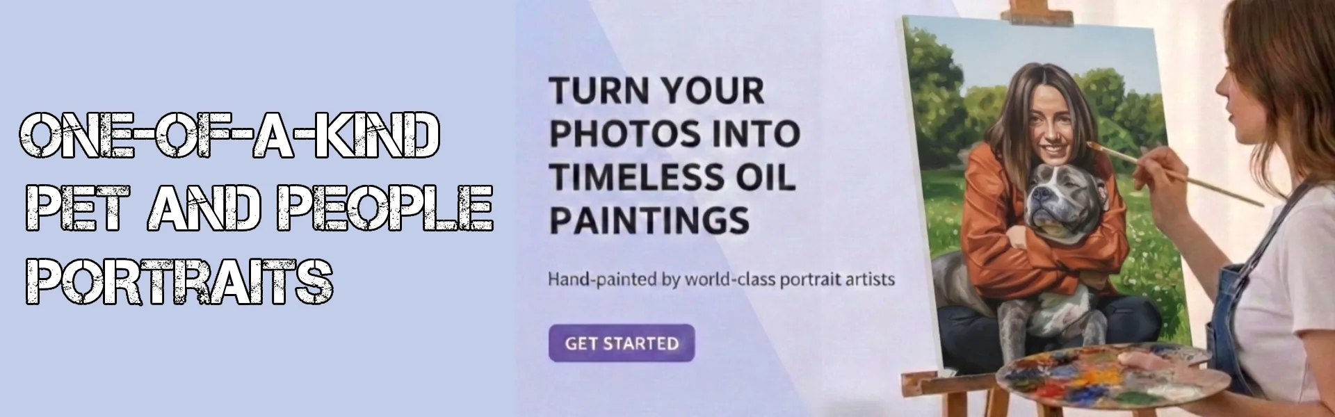 Custom oil painting combining pets and people, created from a submitted photo.